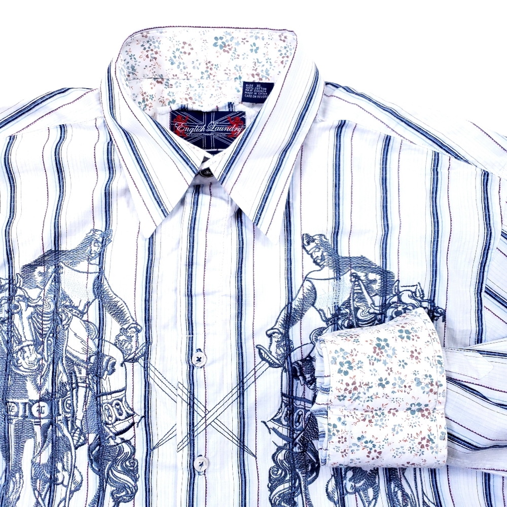 English Laundry Knight Design Shirt Hand Sewn